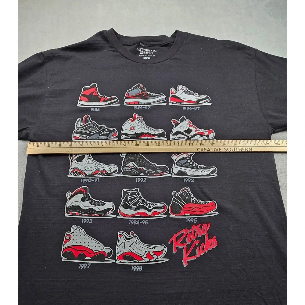 Authentic‎ Classics Mens Retro Kicks Basketball Sneaker Timeline Graphic Tee XL